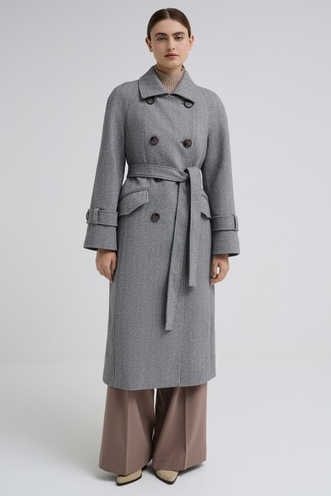 двубортное пальто от бренда снежная королева вид слева