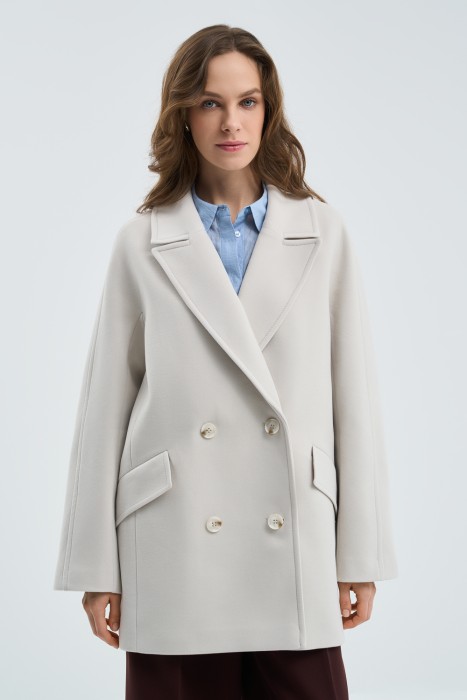 двубортное пальто от бренда снежная королева вид слева