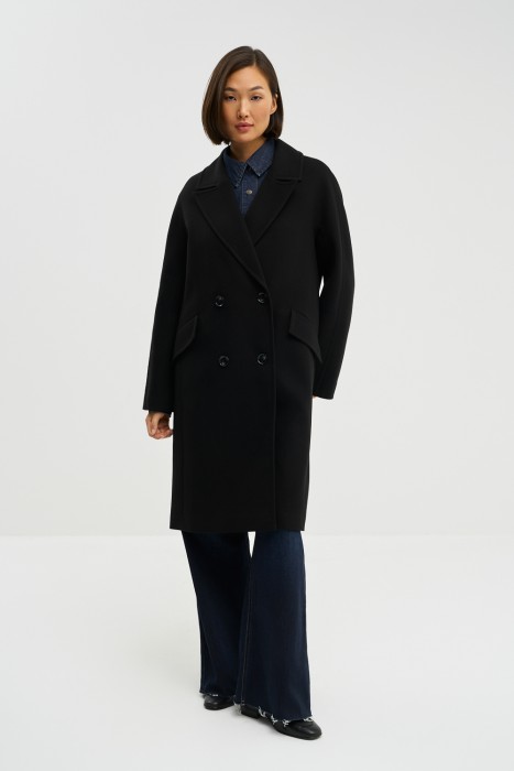 двубортное пальто от бренда снежная королева вид слева