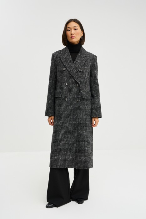 двубортное пальто от бренда снежная королева вид слева