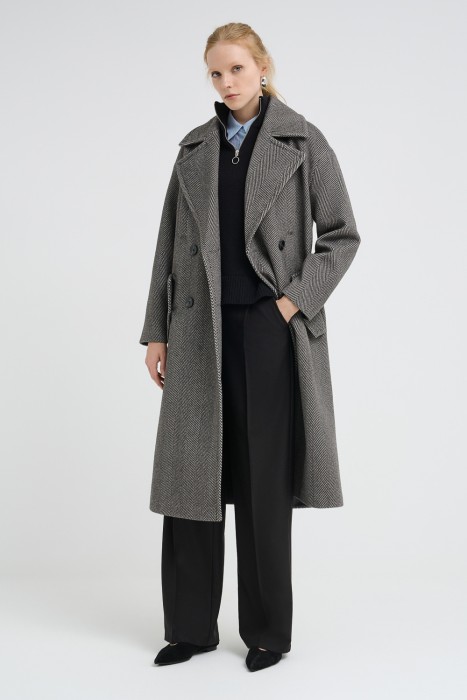 двубортное пальто 726307003 фотография
