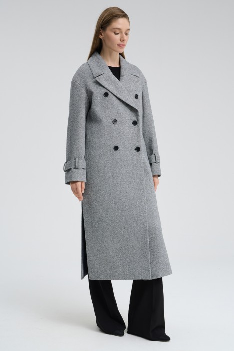 двубортное пальто от бренда снежная королева вид слева