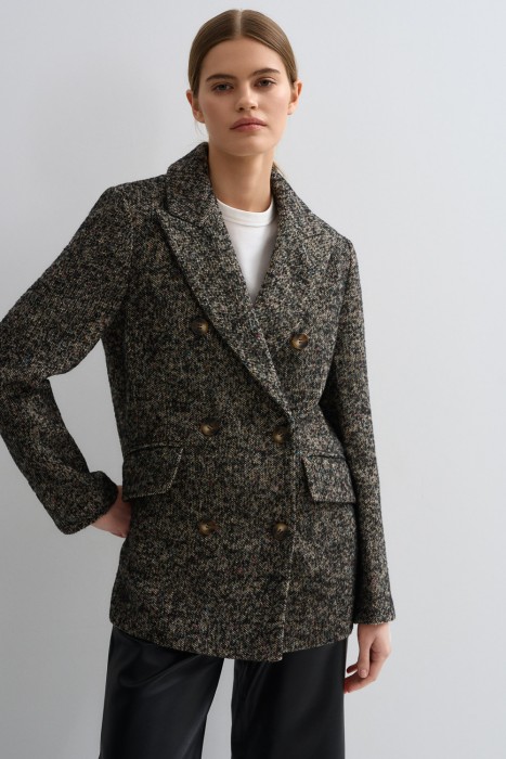 двубортное полупальто от бренда снежная королева вид слева