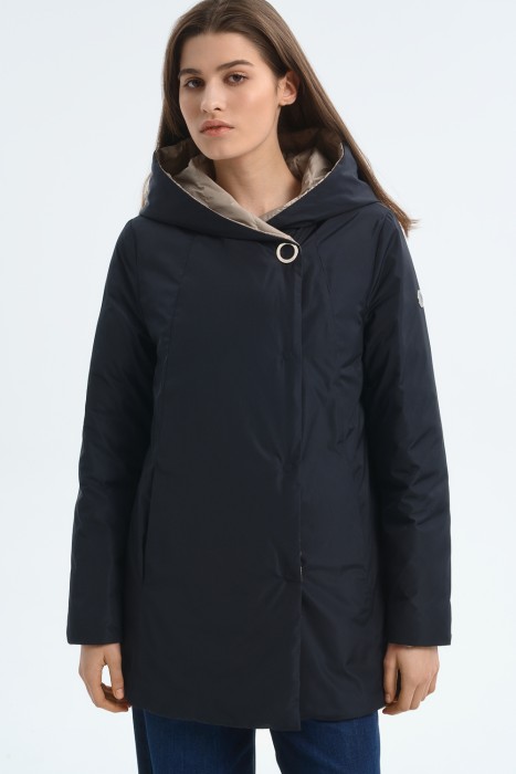 двухсторонняя куртка с капюшоном от бренда снежная королева вид слева