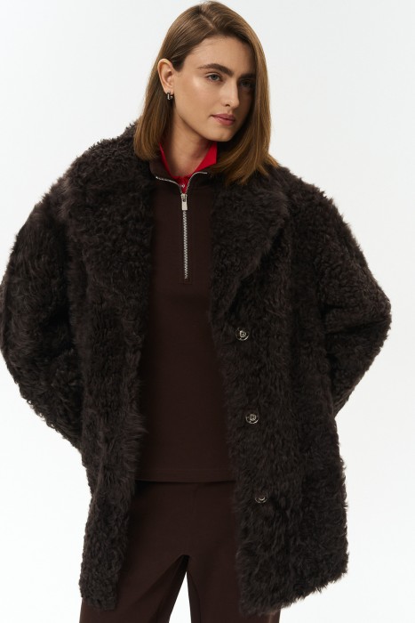 двусторонняя дубленка из овчины с поясом по цене 123090 руб вид справа