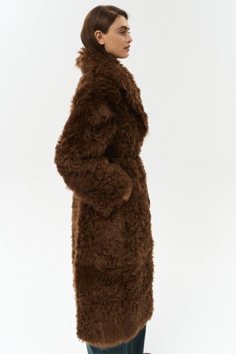 двусторонняя дубленка из овчины с поясом по цене 94850 руб вид справа