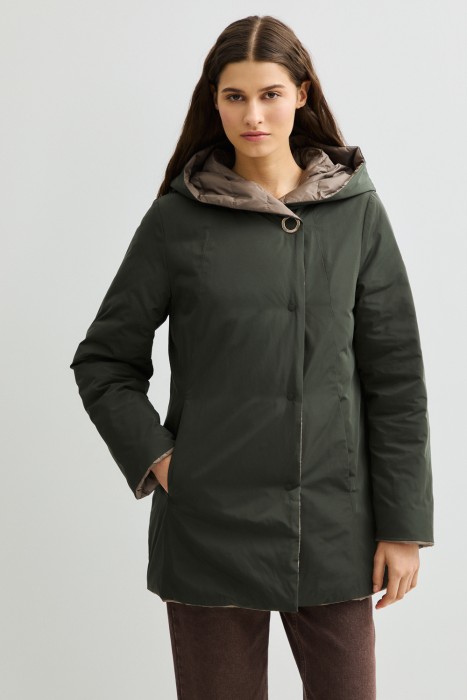 двусторонняя куртка с капюшоном от бренда снежная королева вид слева