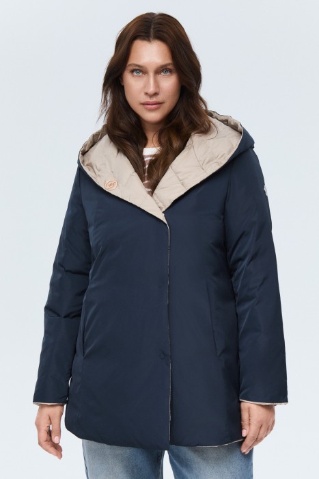 двусторонняя куртка с капюшоном от бренда снежная королева вид слева