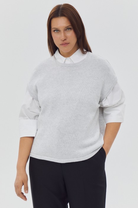 джемпер с короткими рукавами от бренда снежная королева вид слева