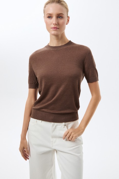 джемпер с короткими рукавами от бренда снежная королева вид слева