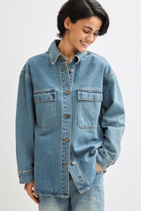 джинсовая рубашка из россии вид сбоку