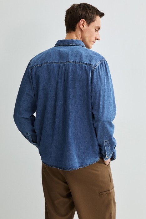 джинсовая рубашка из россии вид сбоку