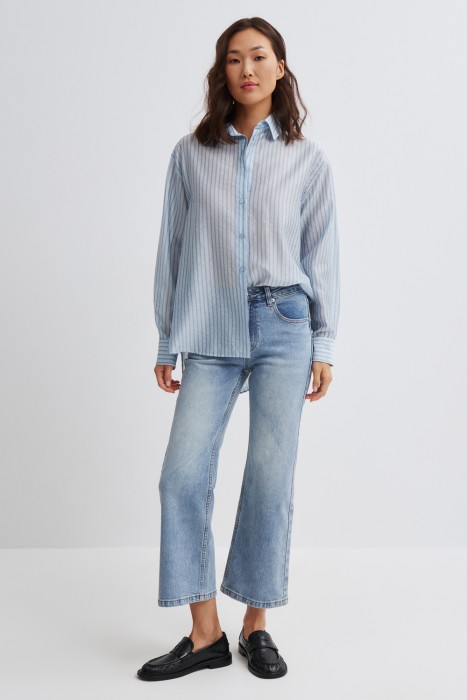 джинсы клеш укороченные 805228003 фотография