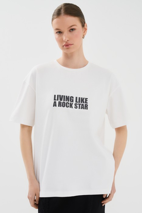 футболка из хлопка от бренда снежная королева вид слева