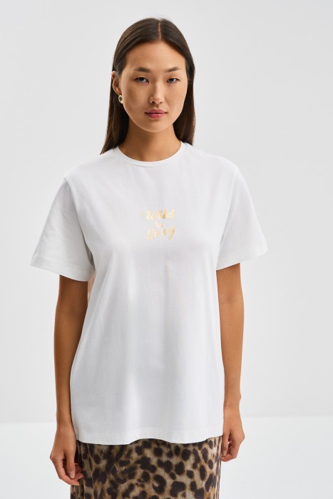 футболка из хлопка от бренда снежная королева вид слева