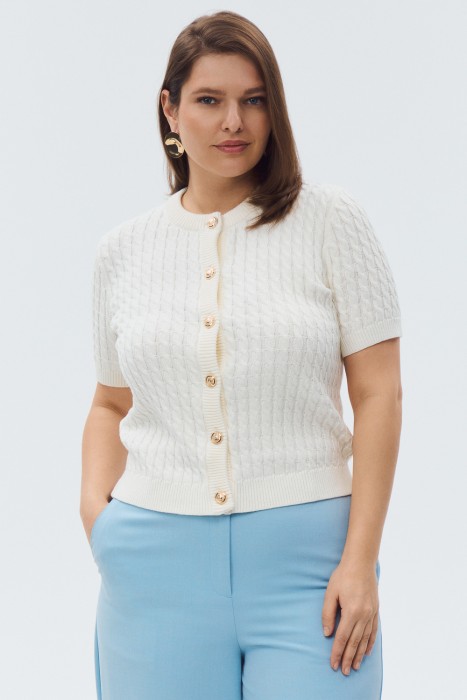 кардиган с короткими рукавами от бренда снежная королева вид слева