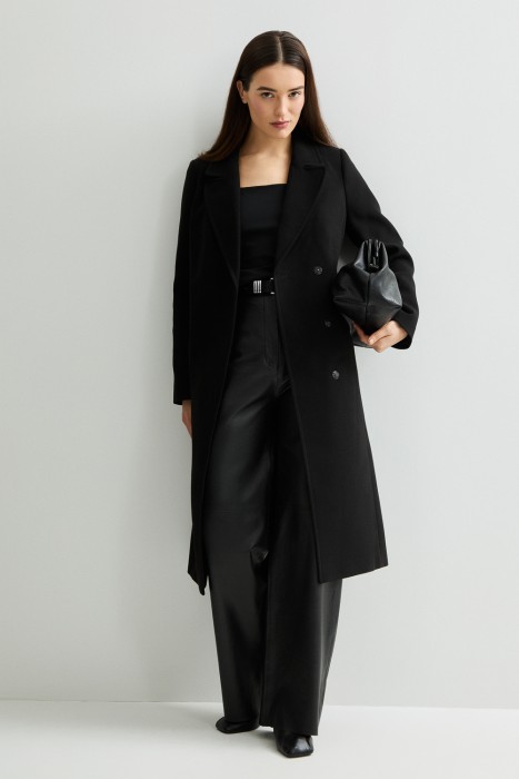 классическое пальто с поясом 807252003 фотография