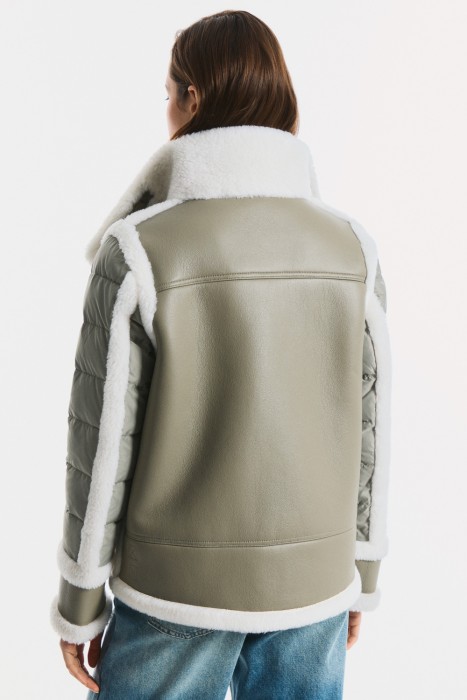 комбинированная дубленка из искусственного меха из россии вид сбоку