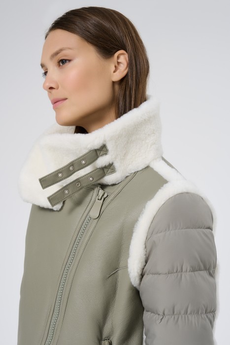 комбинированная дубленка из искусственного меха из россии вид сбоку