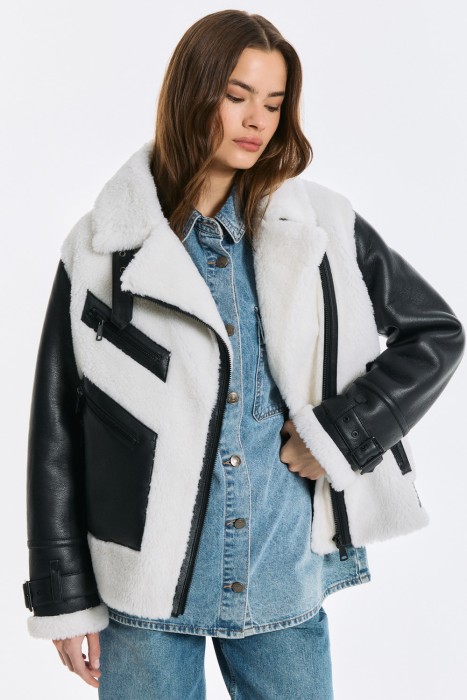 комбинированная куртка из шерсти 734217003 фотография