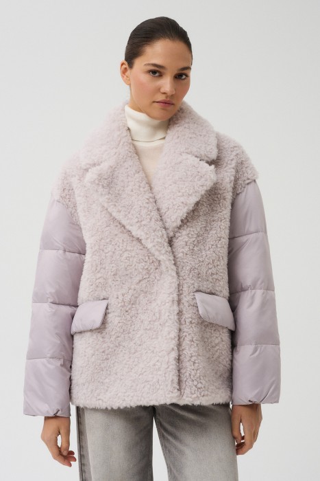 комбинированная куртка из шерсти от бренда снежная королева вид слева