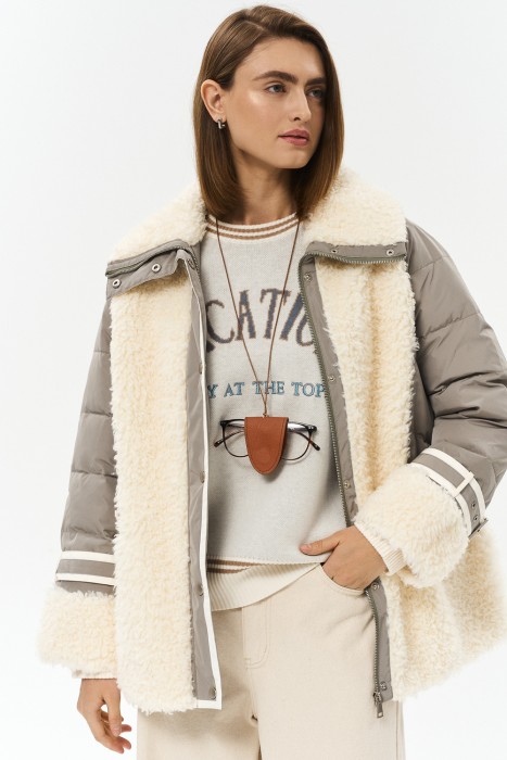 комбинированная куртка из шерсти 790361003 фотография