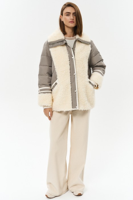 комбинированная куртка из шерсти от бренда снежная королева вид слева