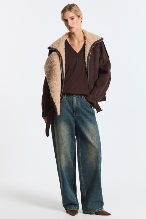 комбинированная куртка из шерсти из россии вид сбоку