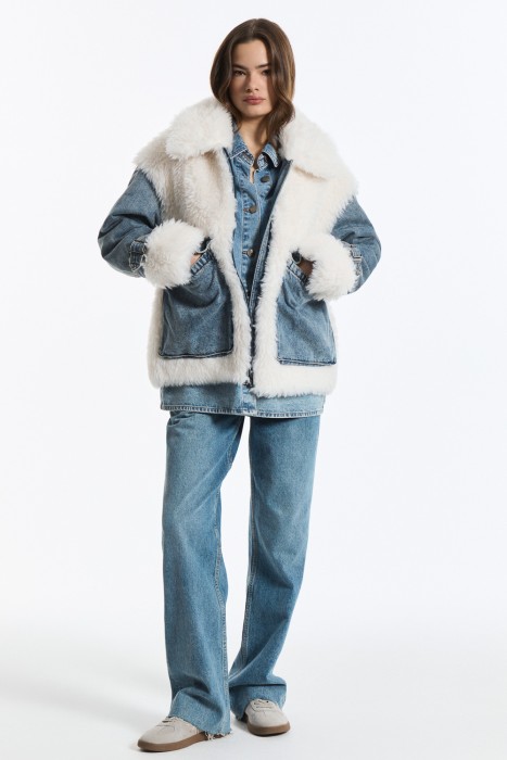 комбинированная куртка из шерсти 789374003 фотография