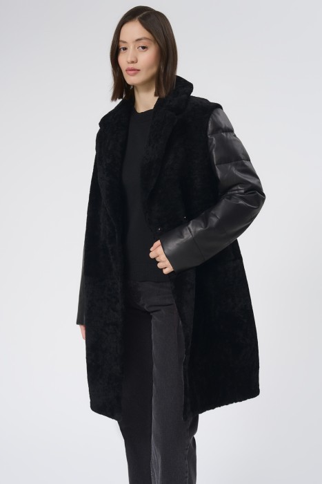 комбинированная шуба из овчины 733113003 фотография