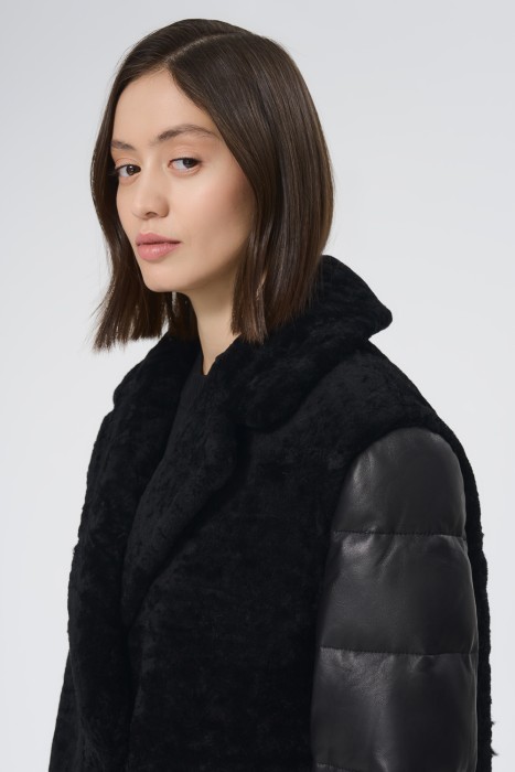 комбинированная шуба из овчины из россии вид сбоку