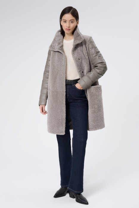 комбинированная шуба из овчины 733112003 фотография