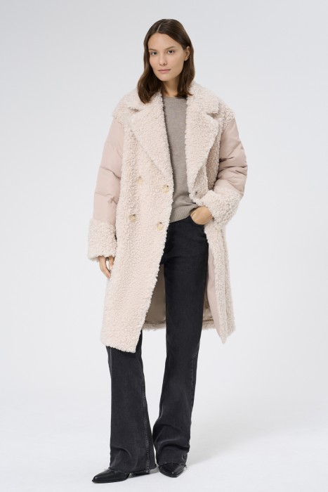 комбинированная шуба из овечьей шерсти 732214003 фотография