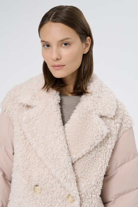 комбинированная шуба из овечьей шерсти из россии вид сбоку