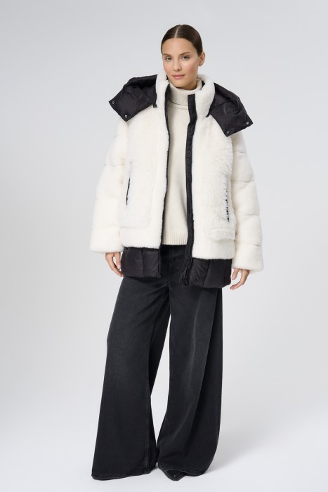 комбинированная шуба из овечьей шерсти 733370003 фотография