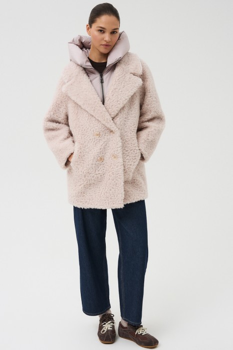 комбинированная шуба из шерсти с капюшоном по цене 17940 руб вид справа