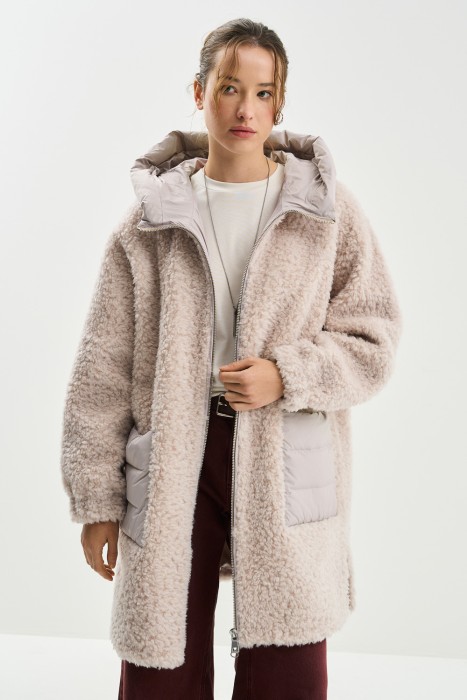 комбинированное пальто из шерсти 787423003 фотография