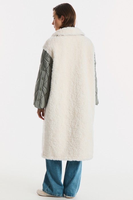 комбинированное пальто из шерсти по цене 12230 руб вид справа