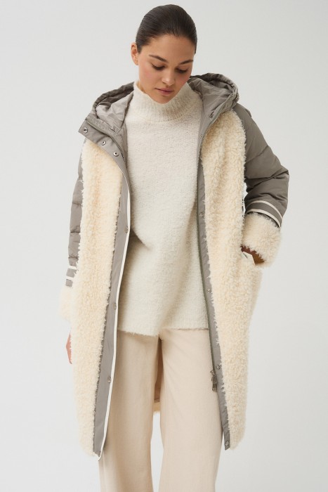 комбинированное пальто из шерсти 790355003 фотография