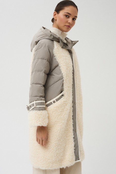 комбинированное пальто из шерсти от бренда снежная королева вид слева