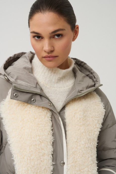 комбинированное пальто из шерсти по цене 7330 руб вид справа