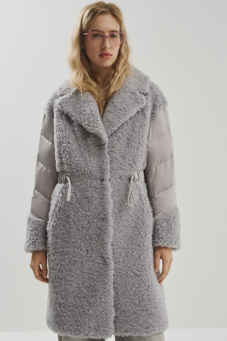 комбинированное пальто из шерсти от бренда снежная королева вид слева