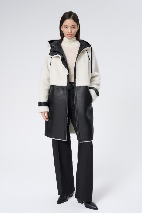 комбинированное пальто из шерсти 734205003 фотография