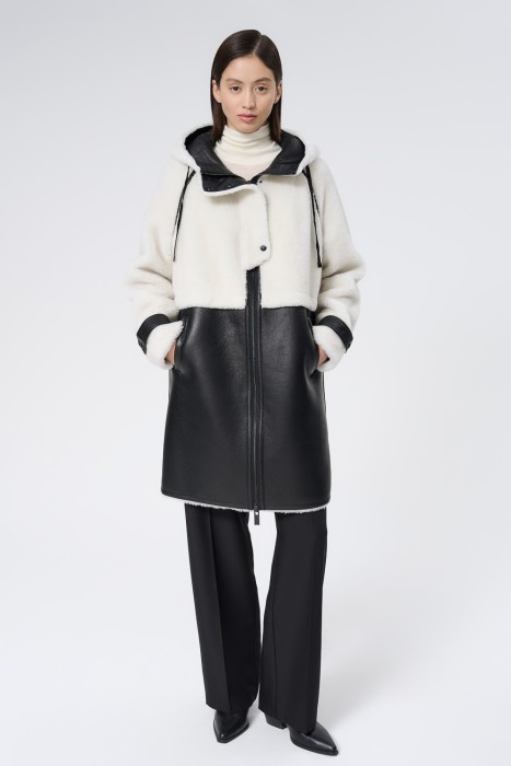 комбинированное пальто из шерсти от бренда снежная королева вид слева