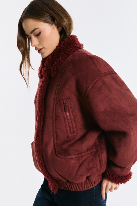 комбинированный бомбер из шерсти из россии вид сбоку