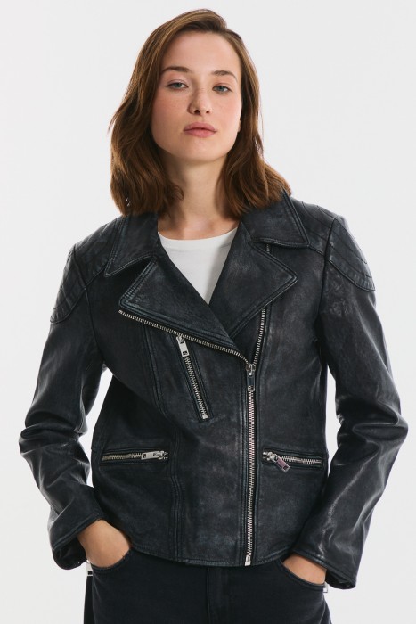 косуха из натуральной кожи из россии вид сбоку