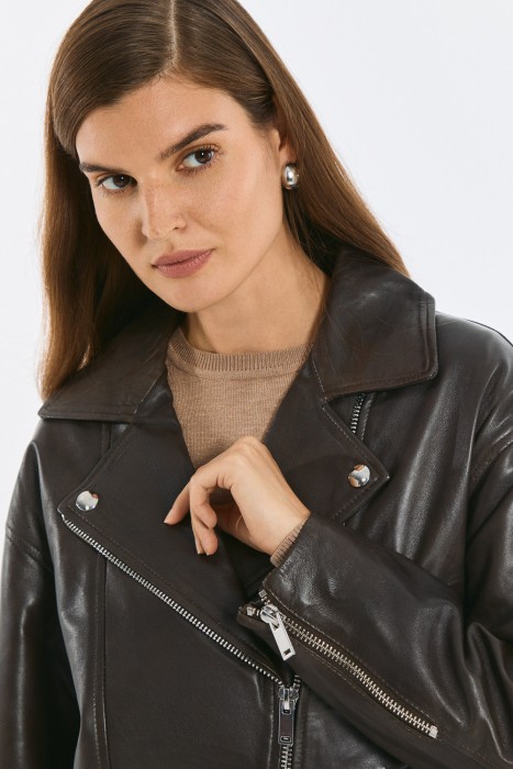 косуха из натуральной кожи из россии вид сбоку