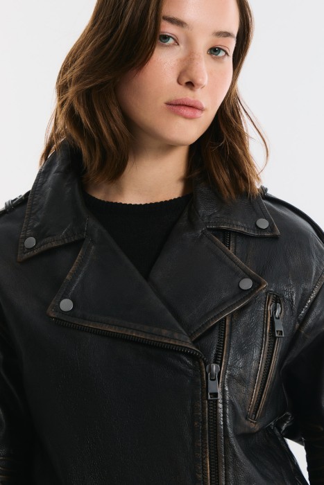 косуха из натуральной кожи из россии вид сбоку