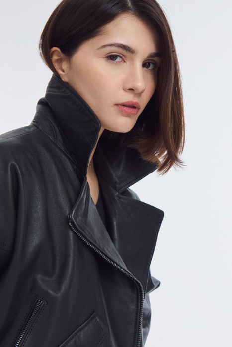 косуха из натуральной кожи из россии вид сбоку