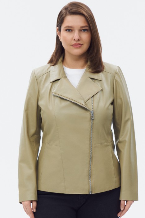 косуха из натуральной кожи от бренда снежная королева вид слева